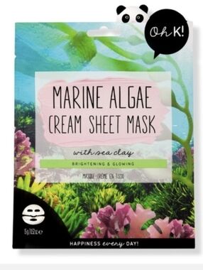 NEW Oh K Marine Algae Cream Sheet Mask with Sea Clay BRIGHTENING Glowing Mask
